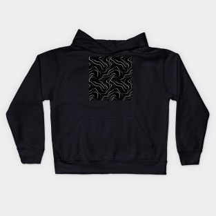 Monochrome Elegance: White Abstract Lines on Black Kids Hoodie